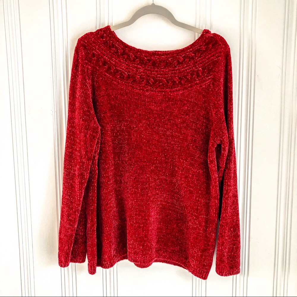 Red Chenille Super Soft Sweater Tunic